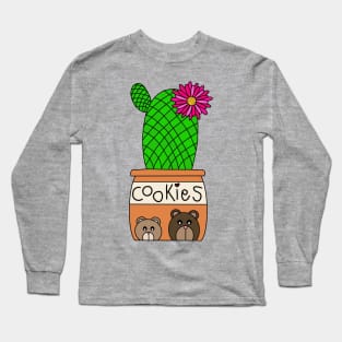 Cute Cactus Design #148: Rainbow Pincushion Cactus In Cute Cookie Jar Pot Long Sleeve T-Shirt